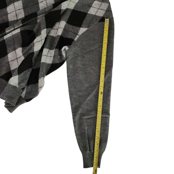 GARRET SCOTT 100% extra-fine merino wool argyle v-neck sweater small - Picture 6 of 11